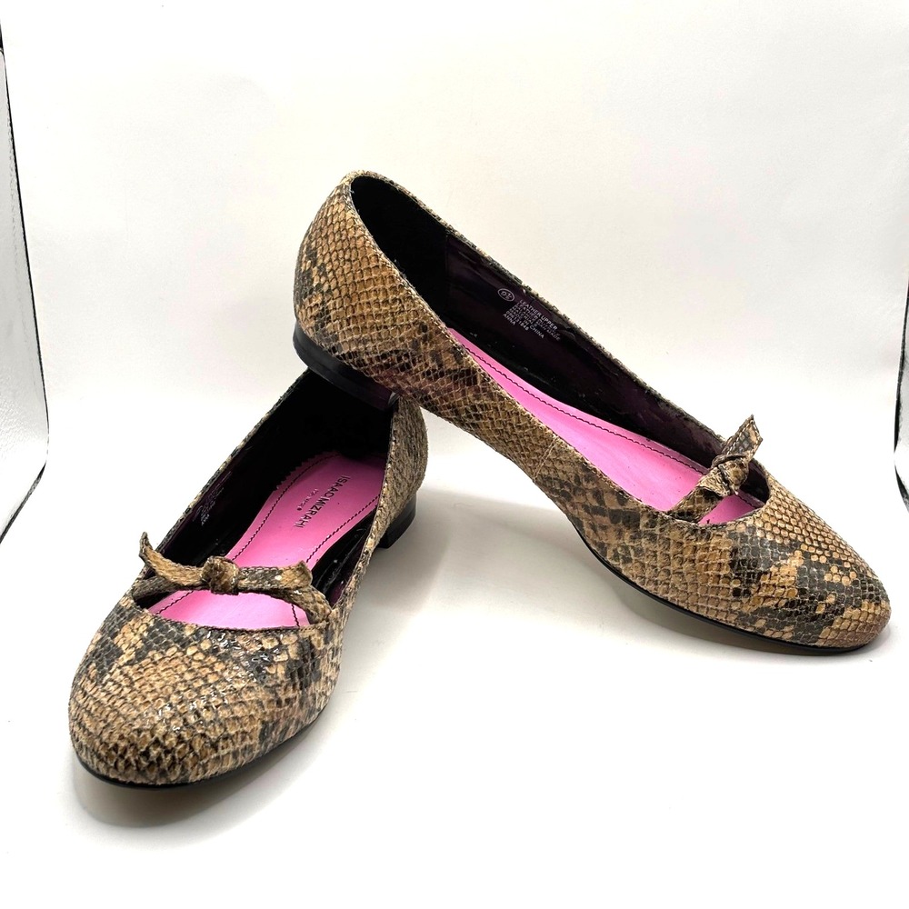 Isaac Mizrahi for Target Womens Snakeskin Print Mary Jane Ballet Flats Brown 9.5